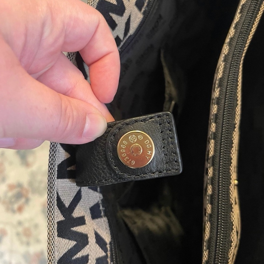 Michael Kors Black and Tan Logo Tote Bag - Picture 8 of 11